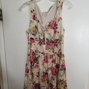 ModCloth floral lace A-line midi dress